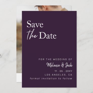 Purple Simple Calligraphy Photo Save The Date