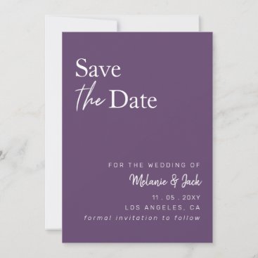 Purple Simple Calligraphy Photo Save The Date