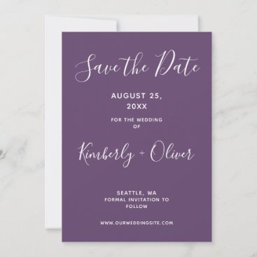 Purple Simple Calligraphy Save the Date