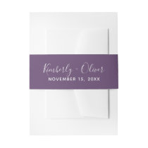 Purple Simple Calligraphy Wedding Invitation Belly Band