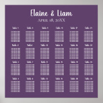 Purple Simple Calligraphy Wedding Seating Poster