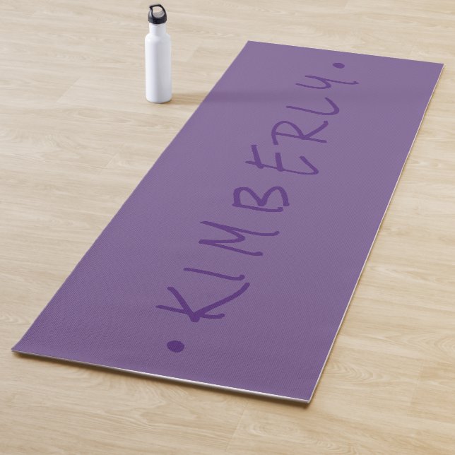 Purple Simple Casual Handwriting Name Yoga Mat (In Situ)