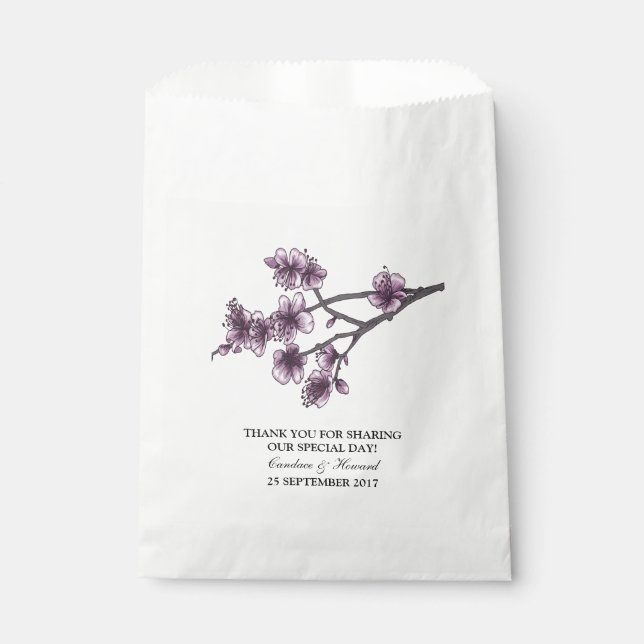 Purple Simple Cherry Blossoms Favor Bags (Front)