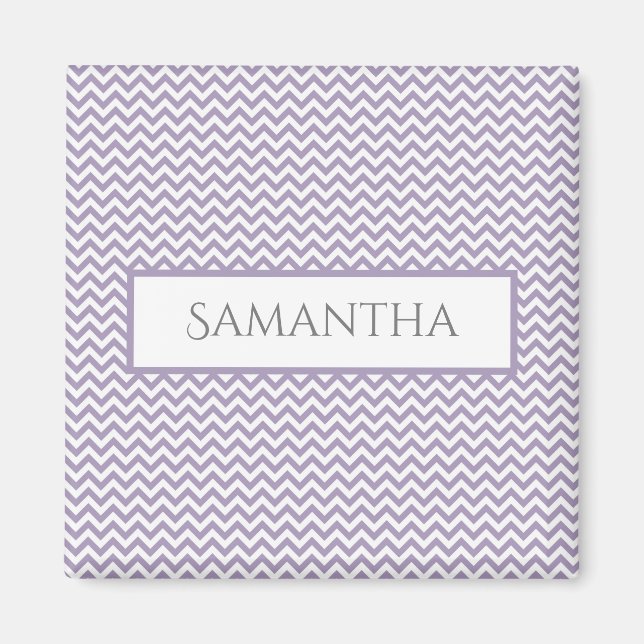 Purple Simple Chevron Personalized Magnet (Front)