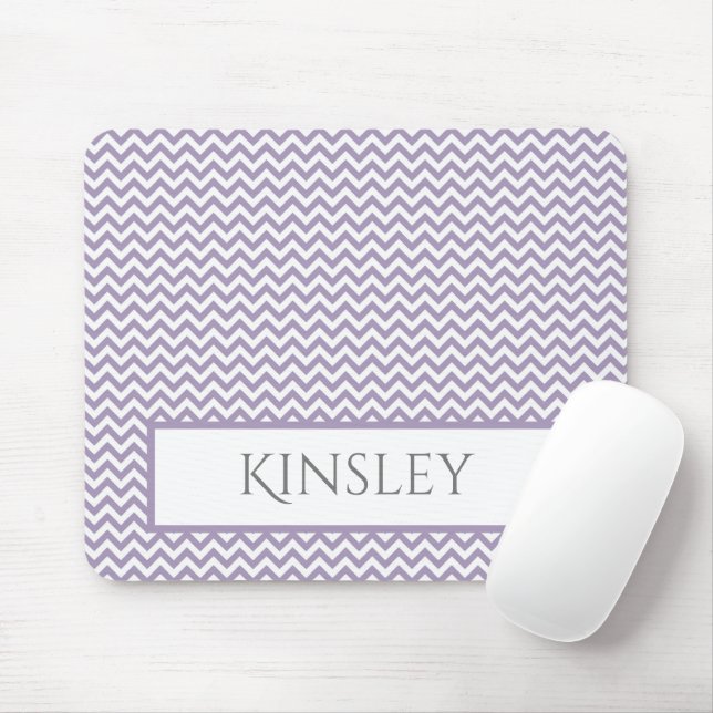 Purple Simple Chevron Personalized Mouse Pad (With Mouse)