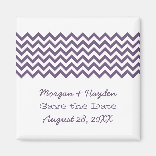 Purple Simple Chevron Save the Date Magnet (Front)