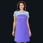 Purple Simple Chic Elegant script Name Apron<br><div class="desc">She'll love a personalized apron as she bakes those goodies,  cooks delicious dishes,  or works with her plants. A perfect gift to encourage her talents. White script for the name with long-tail embellishments on purple.</div>
