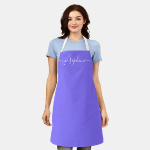 Purple Simple Chic Elegant script Name Apron