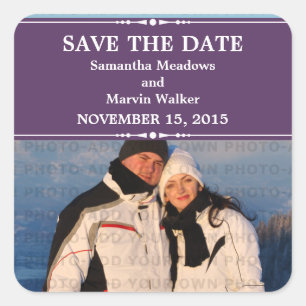 Purple Simple Chic Photo Save the Date Stickers