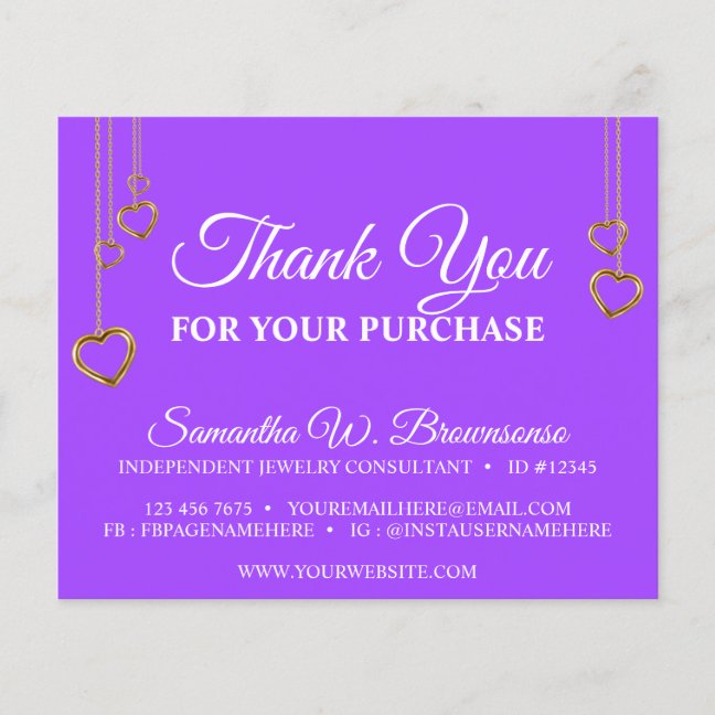 Purple Simple Clean Heart Gold Thank You