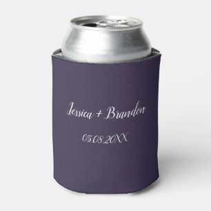 Purple Simple Elegant Minimalist Wedding Can Cooler