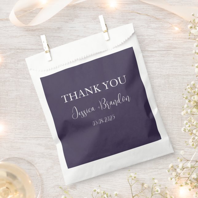 Purple Simple Elegant Minimalist Wedding  Favor Bag (Clipped)