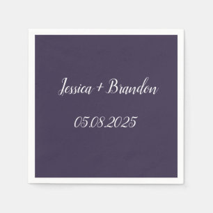 Purple Simple Elegant Minimalist Wedding Napkins