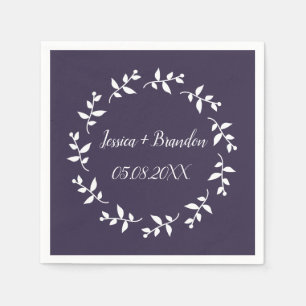 Purple Simple Elegant Minimalist Wedding Napkins