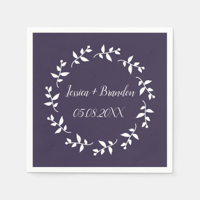Purple Simple Elegant Minimalist Wedding  Napkins (Front)