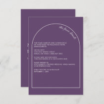 Purple Simple Elegant Modern Arch Wedding  Enclosure Card