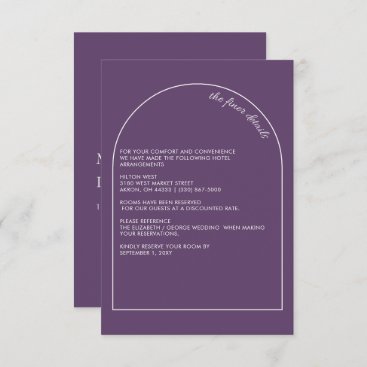 Purple Simple Elegant Modern Arch Wedding  Enclosure Card