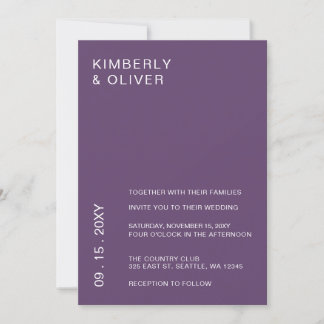 Purple Simple Elegant Modern Wedding Invitation