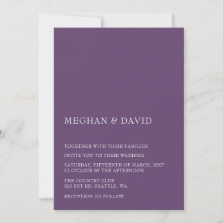Purple Simple Elegant Modern Wedding Invitation