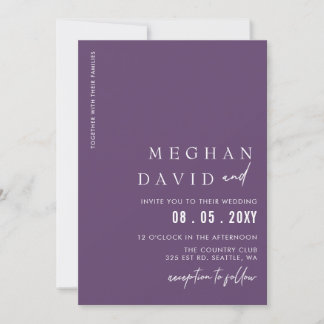 Purple Simple Elegant Modern Wedding Invitation
