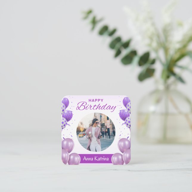 Purple Simple Happy Birthday Card (Standing Front)