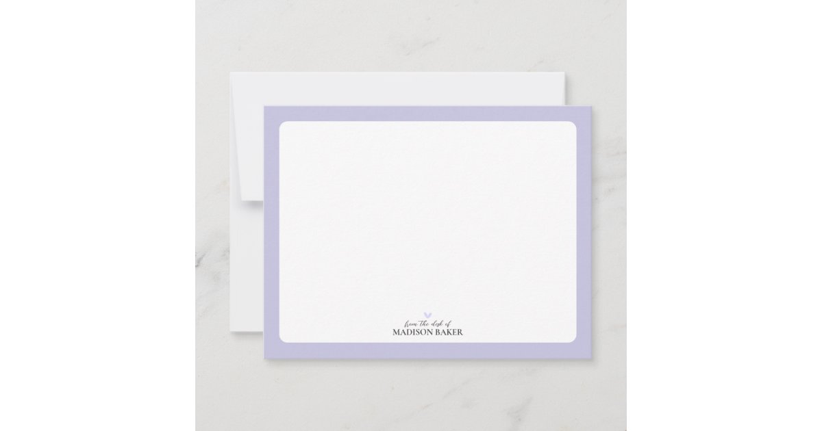 Purple | Simple Heart Personalized Stationery Note Card | Zazzle