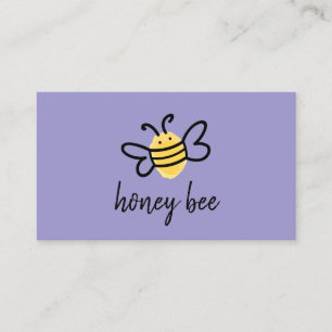 Purple Simple Honey Bee Business Card