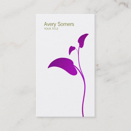 Customizable Purple Simple Leaf White Business Card