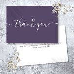 Purple Simple Modern Elegant Script Thank You Card<br><div class="desc">Simple modern elegant purple script thank you card. You can personalize with your own thank you message on the reverse or if you would prefer to add your own handwritten message simply delete the text. A perfect way to say thank you! Designed by Thisisnotme©</div>