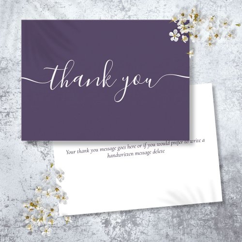 Purple Simple Modern Elegant Script Thank You Card