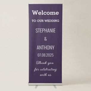 Purple Simple Modern Minimalist Elegant Wedding Retractable Banner
