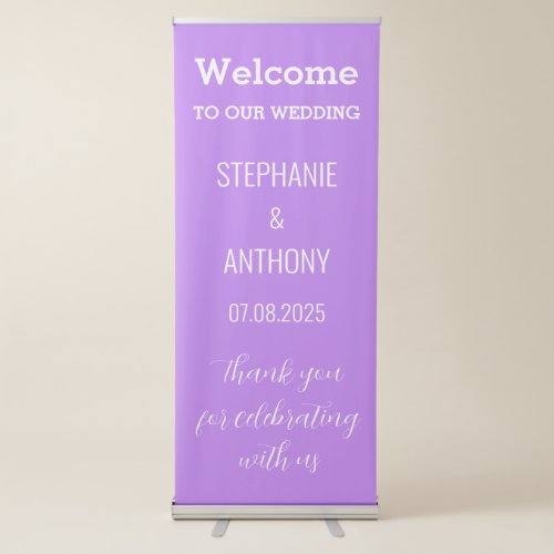 Purple Simple Modern Minimalist Elegant Wedding Retractable Banner