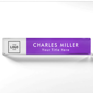 Purple simple Modern Professional business logo Desk Name Plate