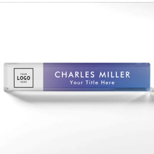 Purple Simple Modern Professional business logo Desk Name Plate