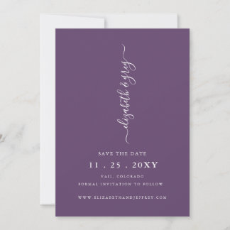 Purple Simple Modern Save the Date Announcement