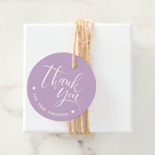 Purple Simple Modern Script Business Thank You Favor Tags