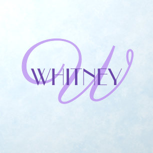 Purple Simple Monogram Name & Initial Wall Decal