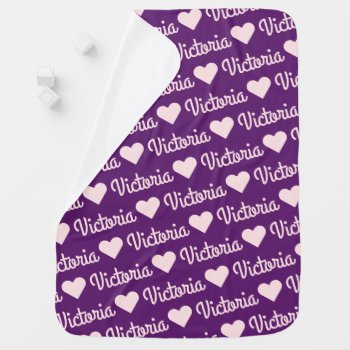 Purple Simple Personalized Name Baby Blanket by TintAndBeyond at Zazzle