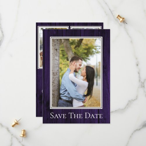 Purple Simple Rustic Photo Save The Date