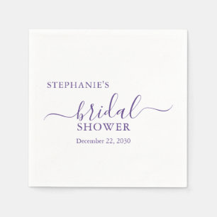 Purple Simple Script Bridal Shower Napkins