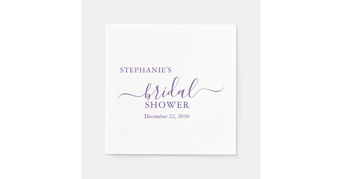 Purple Simple Script Bridal Shower Napkins | Zazzle