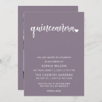 Purple Simple Script Quinceanera Photo Invitation