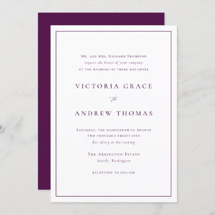 Purple Simple Typography Formal Wedding Invitation