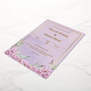 Purple Simple Wedding Invitation Portrait Foil Invitation