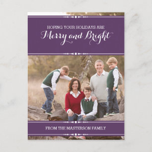Purple Simply Chic Holiday Photo Postcard