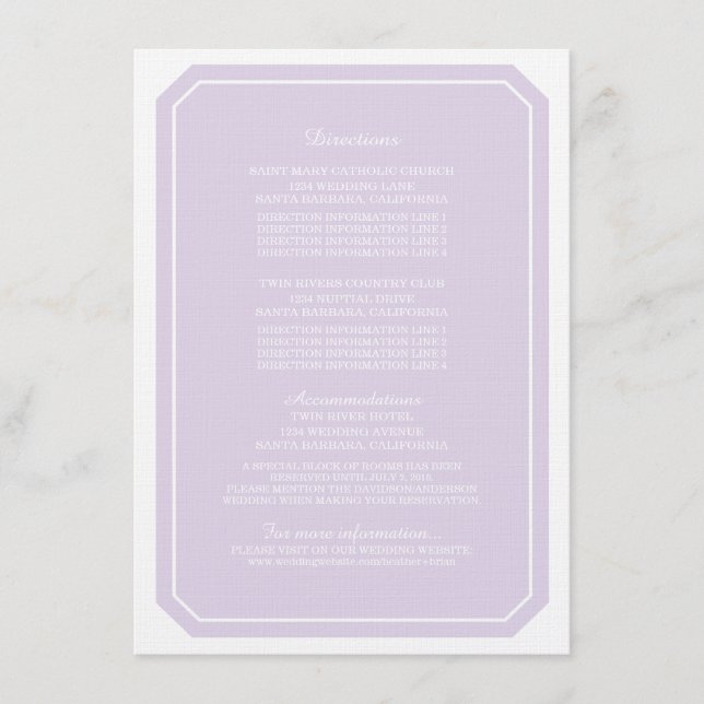 Purple Simply Elegant Information Card