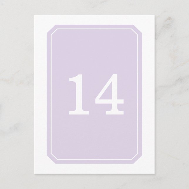 Purple Simply Elegant Table Number Postcard (Front)