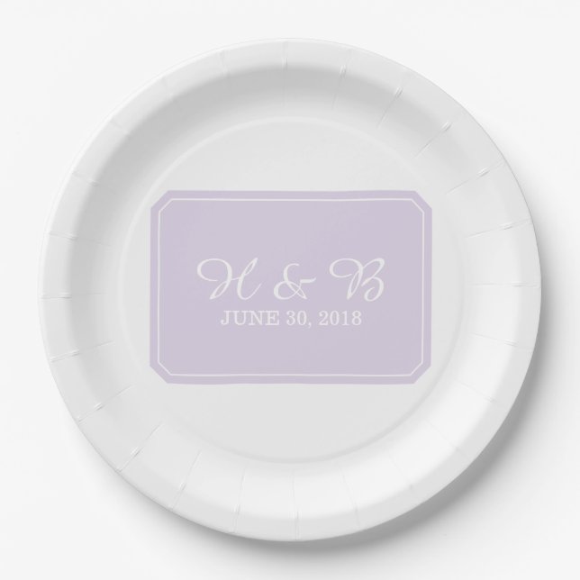 Purple Simply Elegant Wedding Paper Plates (Front)