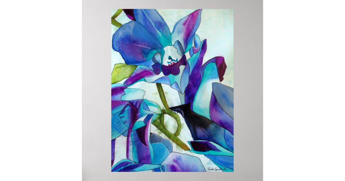 Purple Singapore Orchid Flower Watercolor Art Poster Zazzle Com