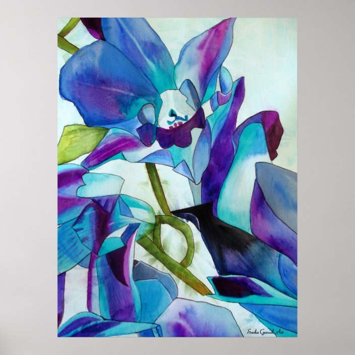 Purple Singapore Orchid Flower Watercolor Art Poster Zazzle Com